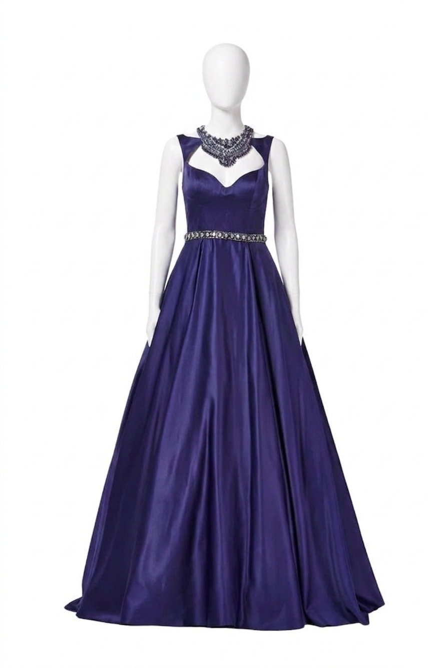 NEW ANGELA & ALISON rhinestone prom dress in midnight blue